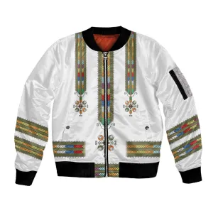 Ethiopia Sleeve Zip Bomber Jacket Ethiopian Traditional Habesha Style LT15