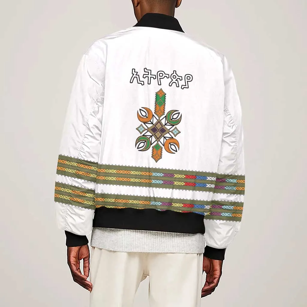 Ethiopia Sleeve Zip Bomber Jacket Ethiopian Traditional Habesha Style LT15