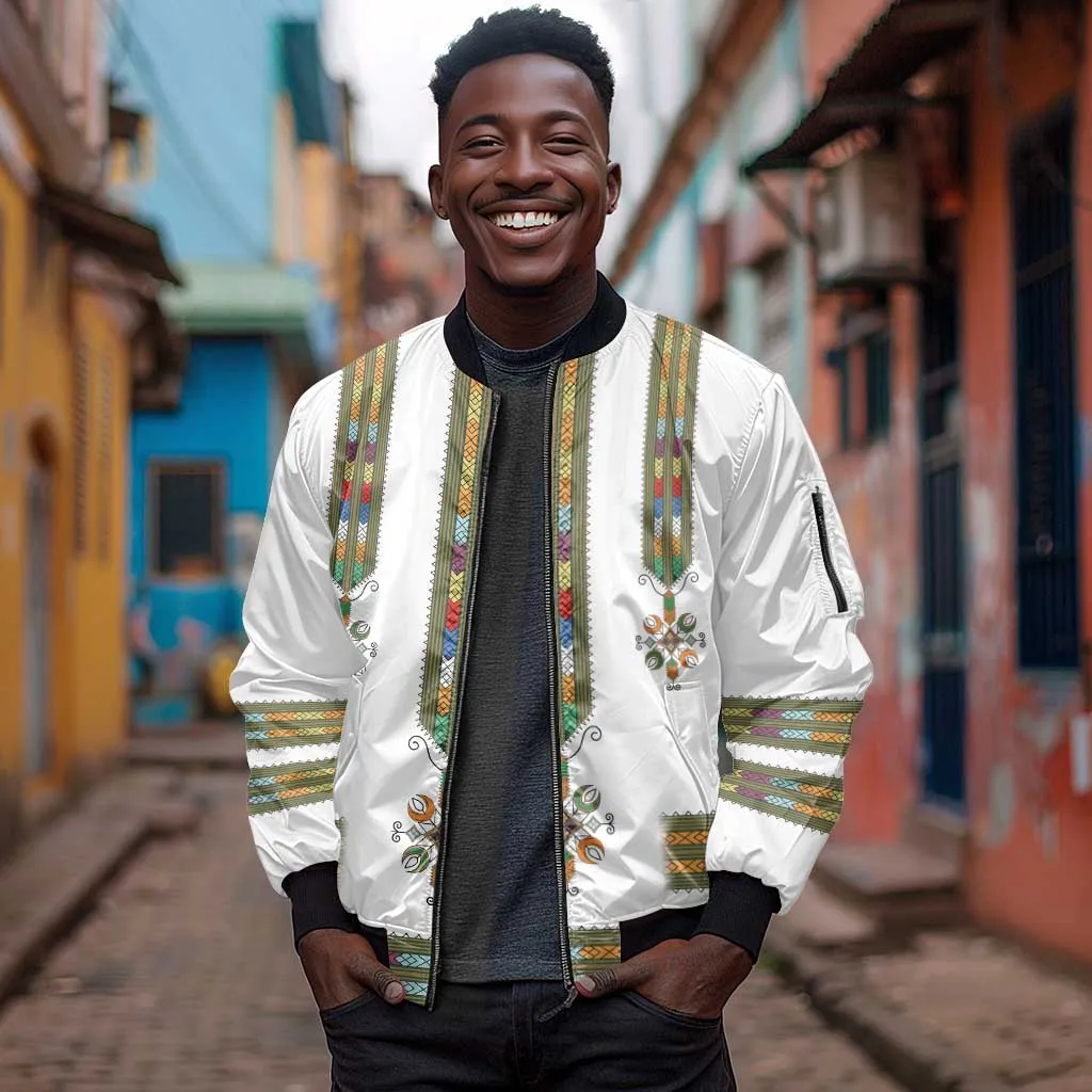 Ethiopia Sleeve Zip Bomber Jacket Ethiopian Traditional Habesha Style LT15