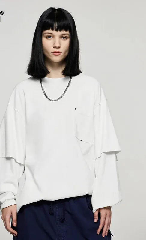Fake Two-Piece Long-Sleeve Oversized Tshirts