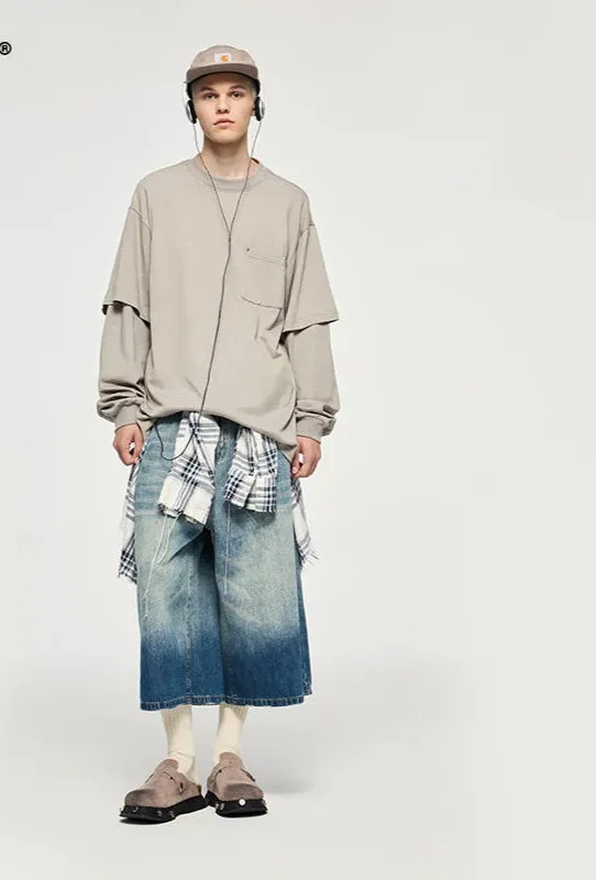 Fake Two-Piece Long-Sleeve Oversized Tshirts