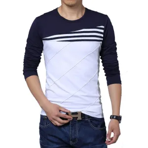 Fashion O-Neck Trend Long Sleeve T Shirts Men Slim Fit Cotton High- Casual Men T-Shirt 4XL 5XL