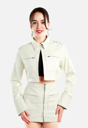 Faux Leather Crop Jacket By Ruw