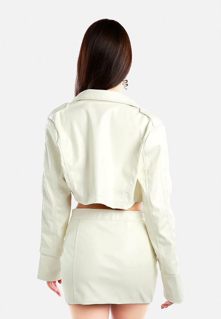 Faux Leather Crop Jacket By Ruw