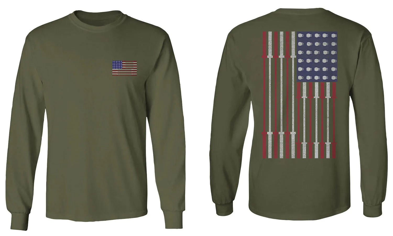 Fitness Bars America American Flags Gym Tough Workout mens Long sleeve t shirt