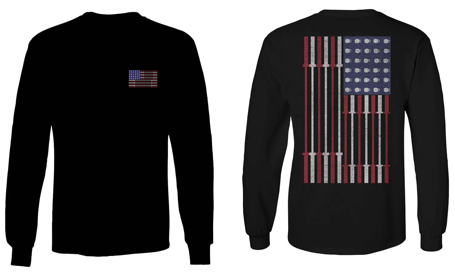 Fitness Bars America American Flags Gym Tough Workout mens Long sleeve t shirt