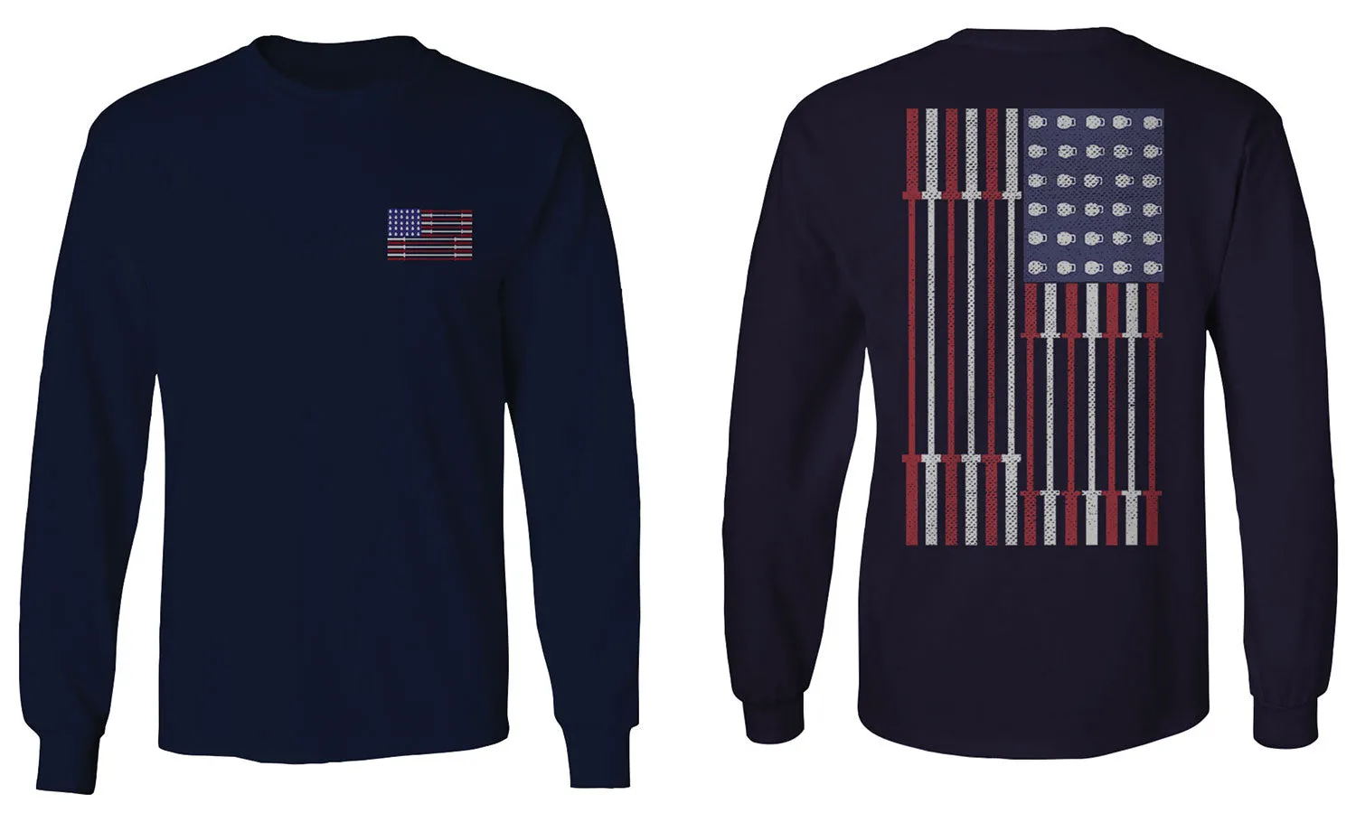 Fitness Bars America American Flags Gym Tough Workout mens Long sleeve t shirt