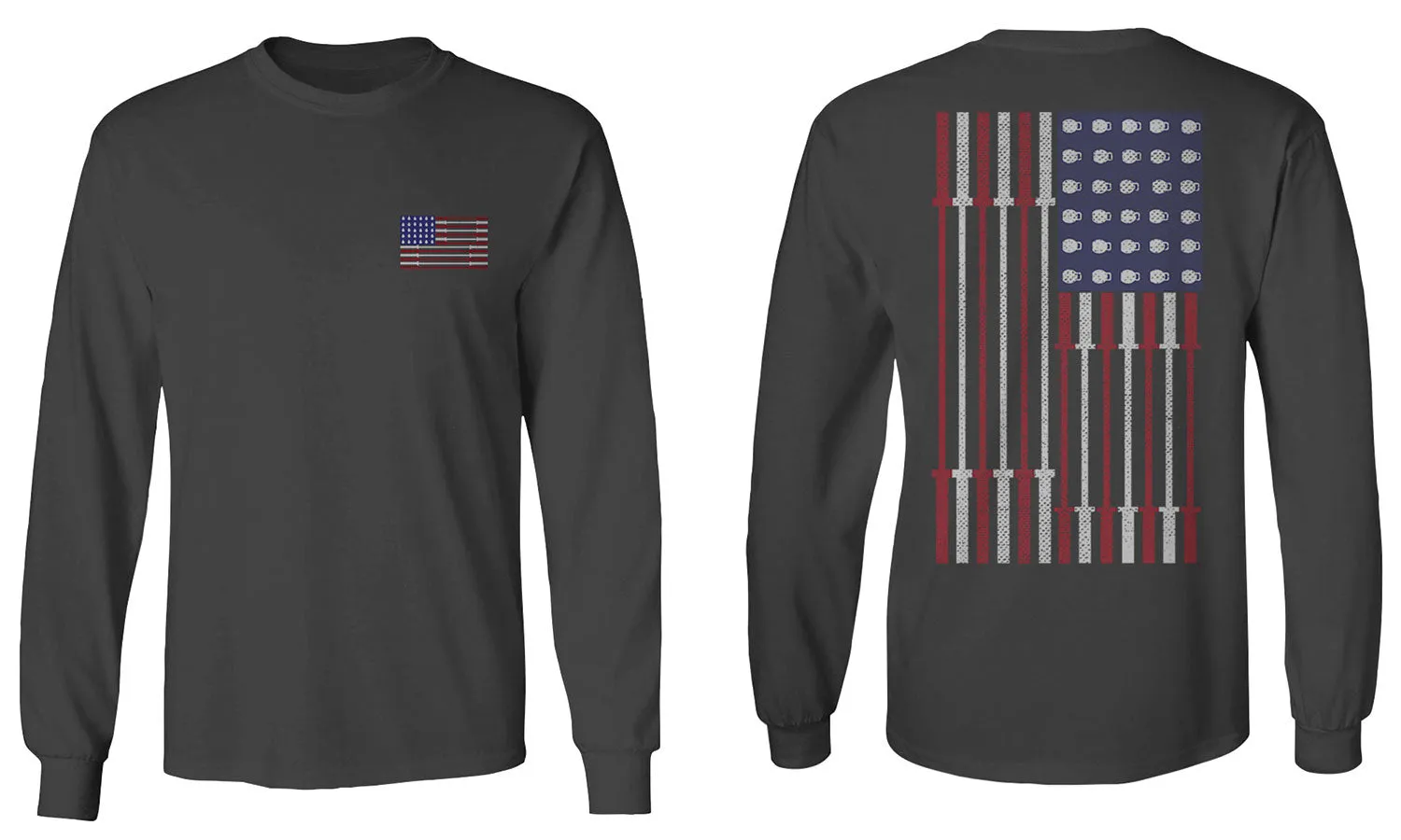 Fitness Bars America American Flags Gym Tough Workout mens Long sleeve t shirt