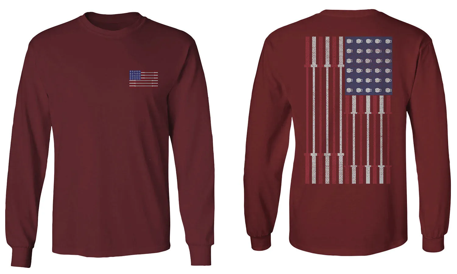 Fitness Bars America American Flags Gym Tough Workout mens Long sleeve t shirt