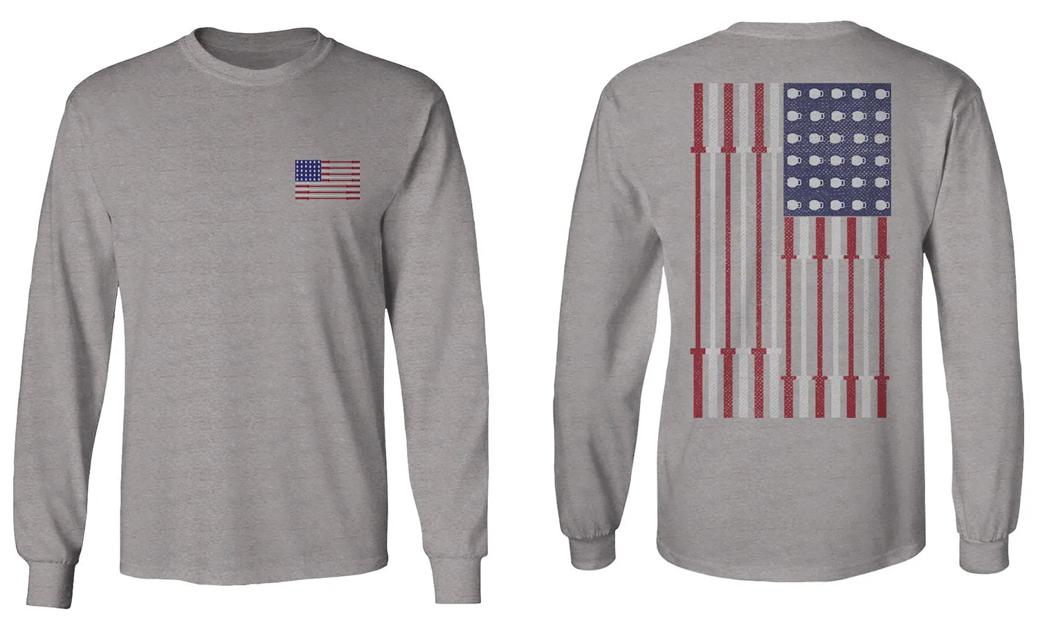Fitness Bars America American Flags Gym Tough Workout mens Long sleeve t shirt