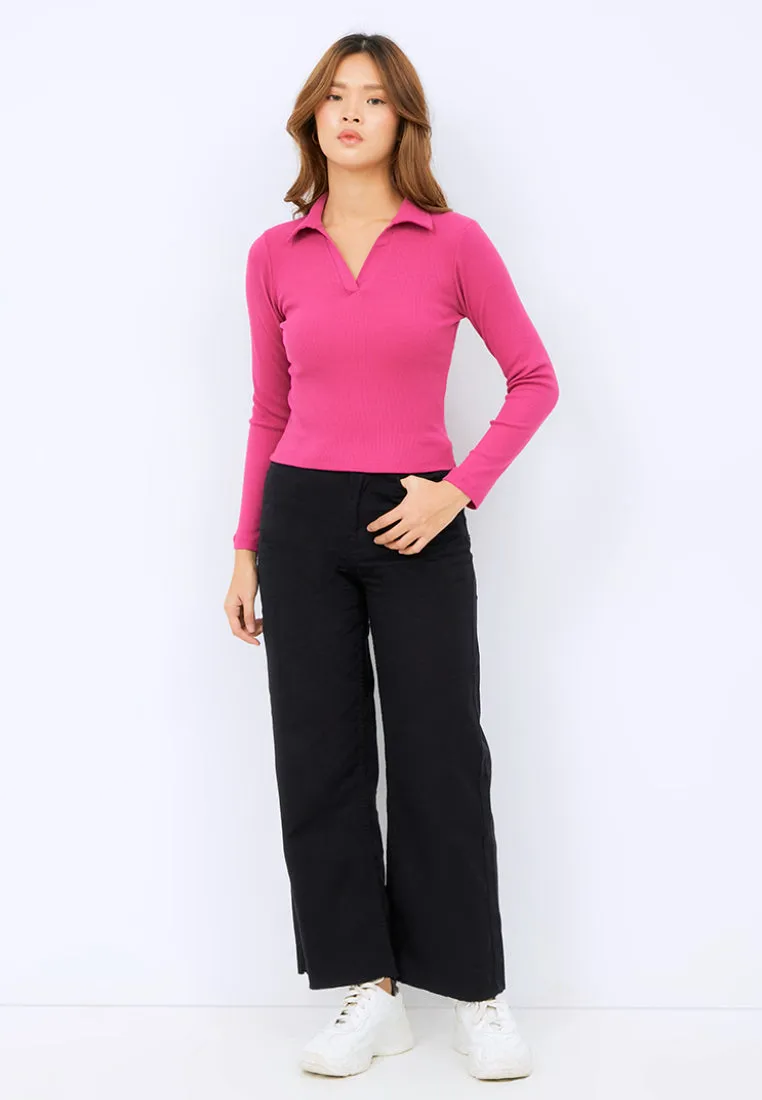 Fitted Long Sleeve Polo Shirt