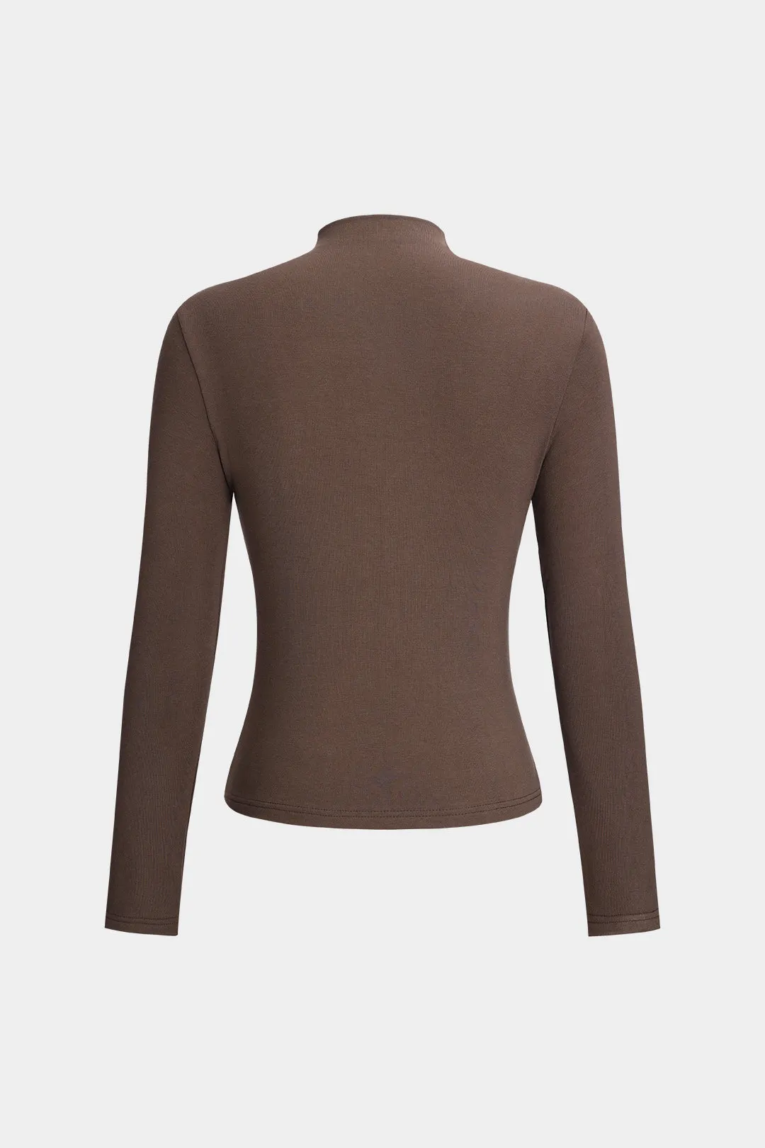 Fitted Mock Neck Long-Sleeve Top in Viscose