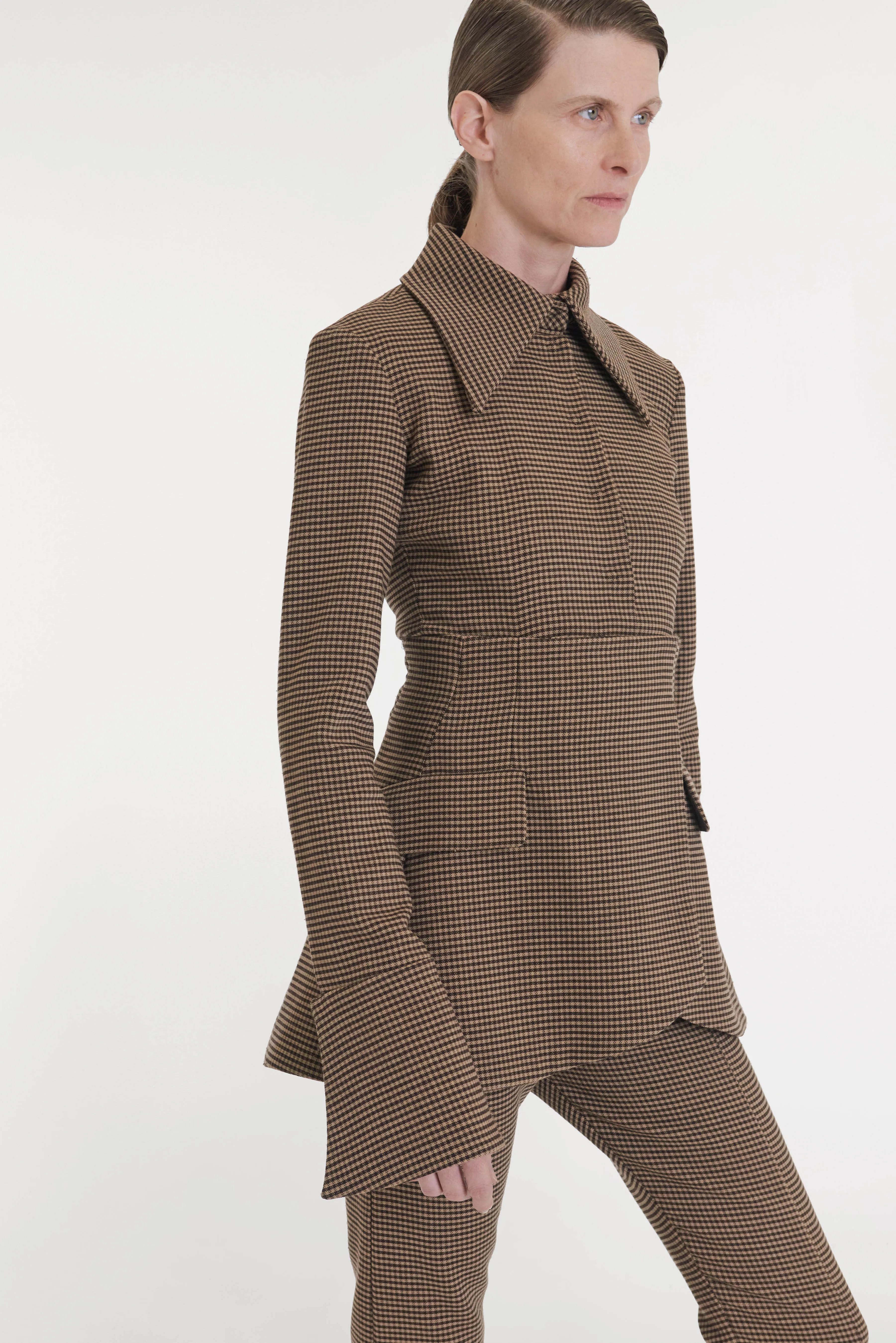 Fitted Shirt With Basque Detail Gingham