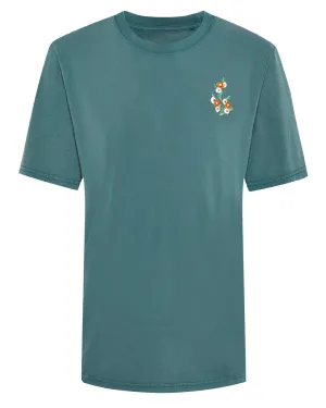 Floral Embroidered T-Shirt Teal