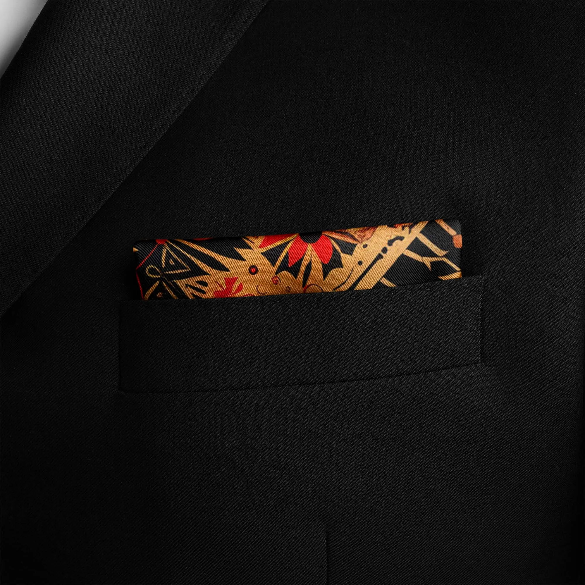 FLORAL ETHNIC ORIENTAL SILK POCKET SQUARE