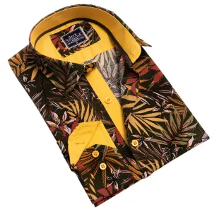 Floral Mens Slim Fit Designer Dress Shirt - tailored Cotton Shirts for