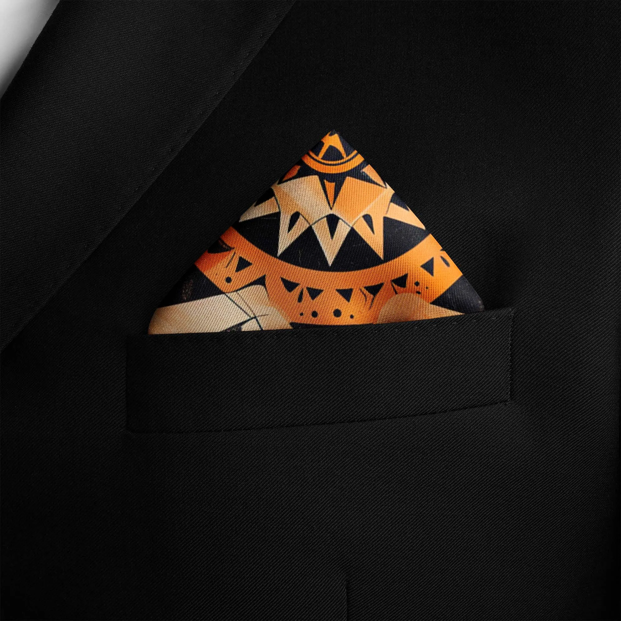 FOLK ART PATTERN SILK POCKET SQUARE