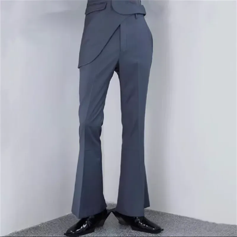 Four seasons men slim short asymmetrical suit large size casual splicing hollow decoration jacket