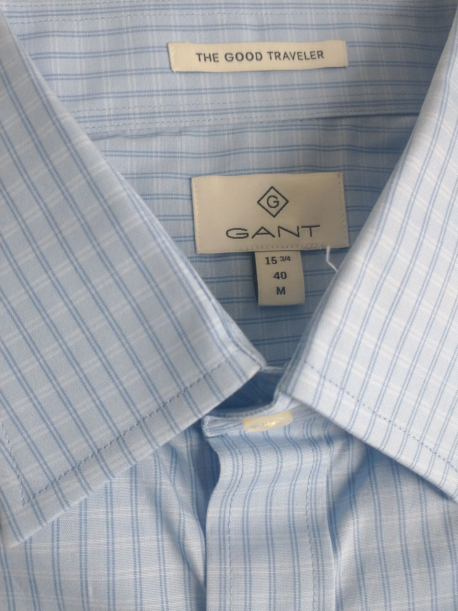 GANT DIAMOND G Men's Hamptons Blue Check Fitted Town Collar Shirt 384215 Sz 40