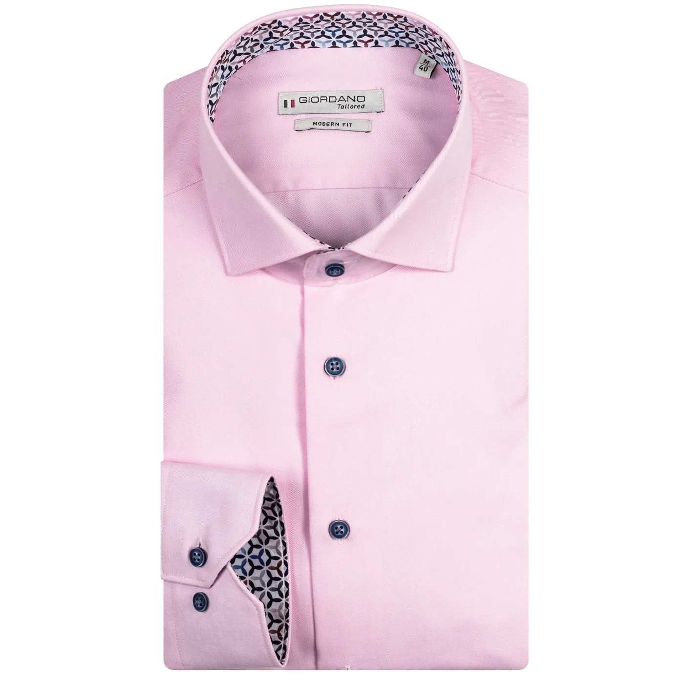 Giordano Long Sleeve Shirt | White / Pink / Blue