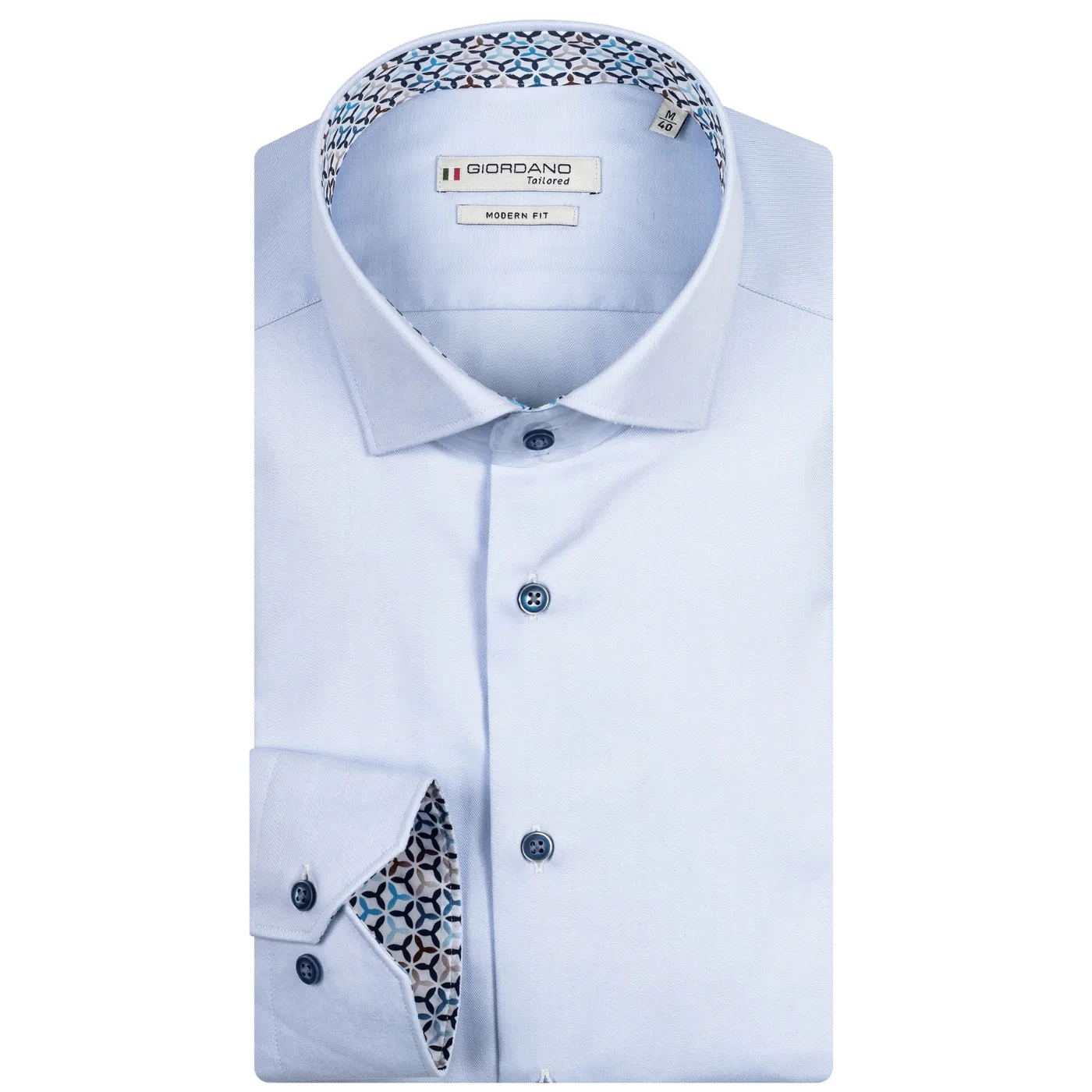 Giordano Long Sleeve Shirt | White / Pink / Blue