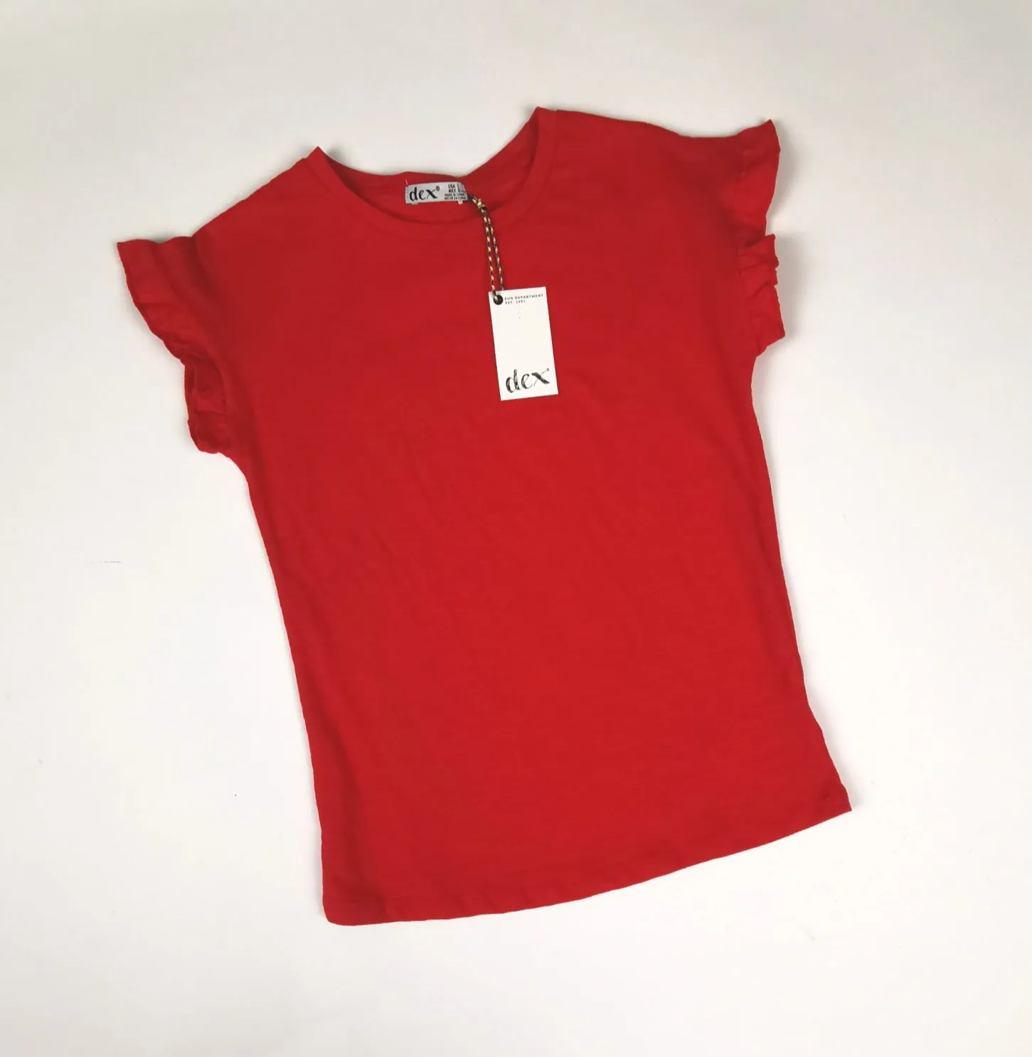 GIRL SIZE LARGE (12 YEARS) - DEX Kids, Soft / Ruffled T-shirt NWT B46