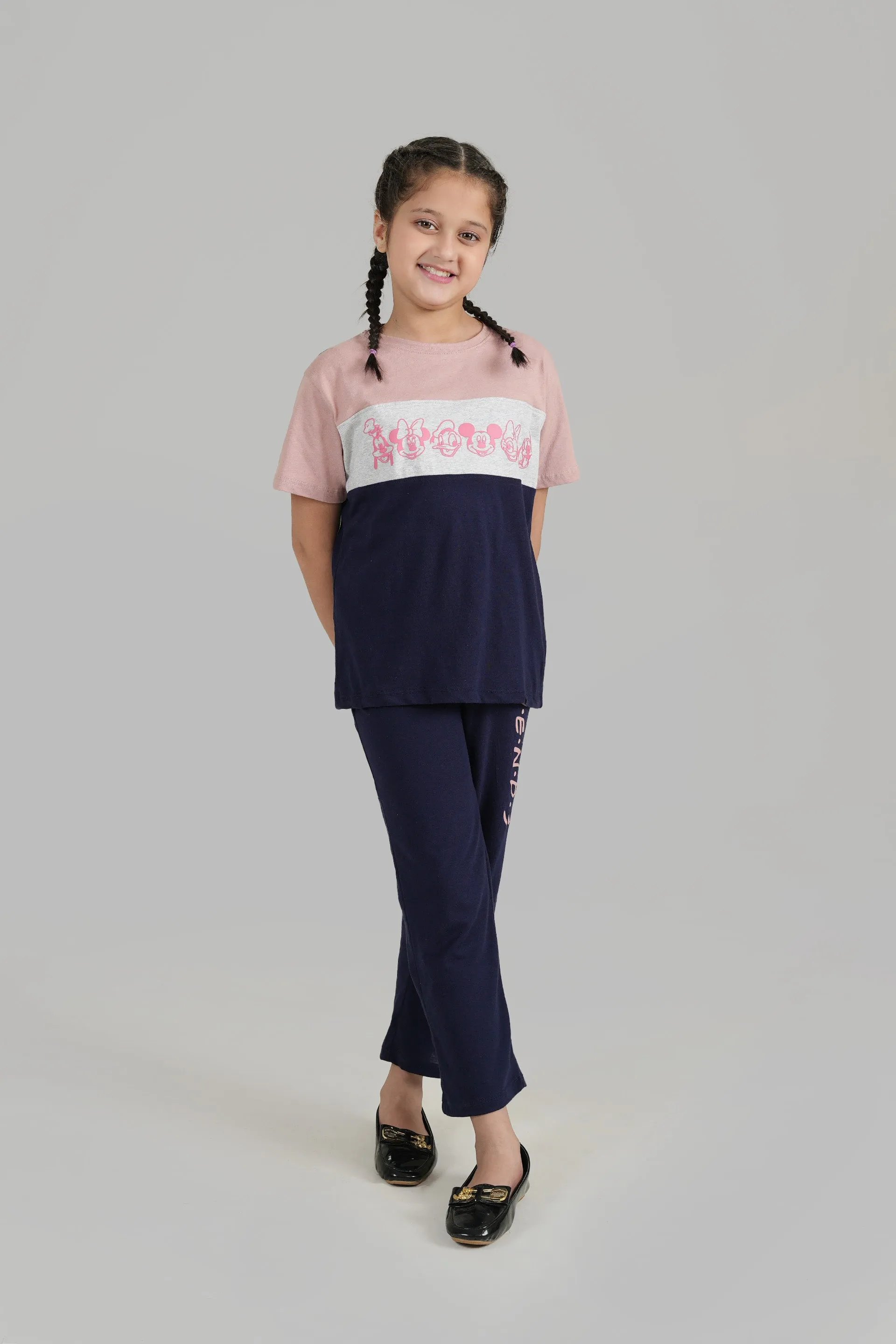 Girls Color Block Printed Soft Cotton Suit
