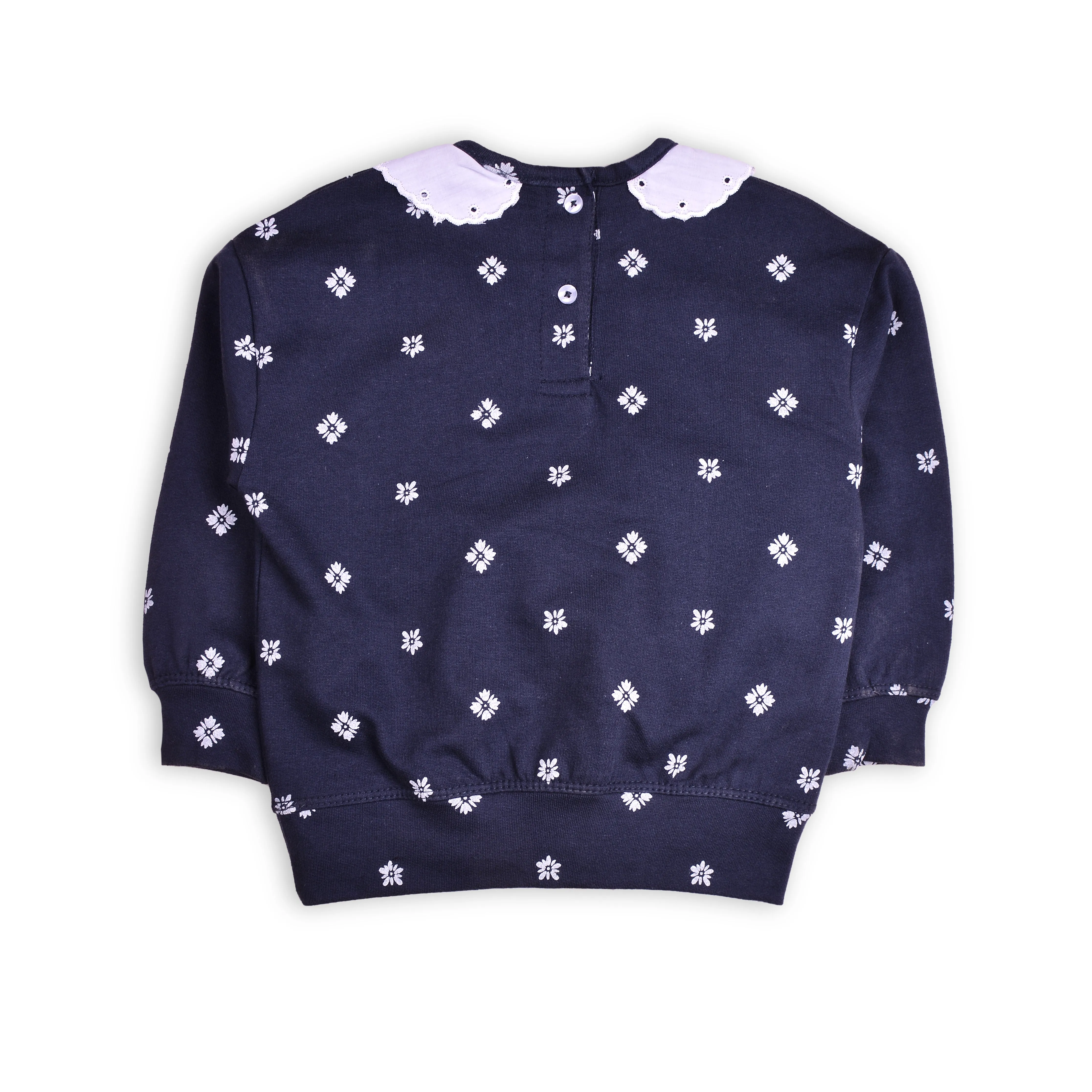 Girls Floral Collar Terry Top