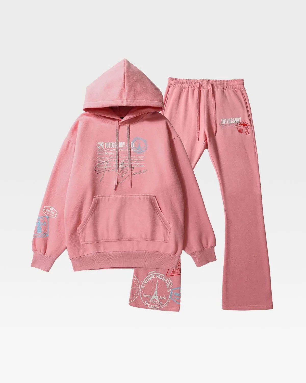 Globetrotter Tracksuit & Beanie Scarf Set in Pink