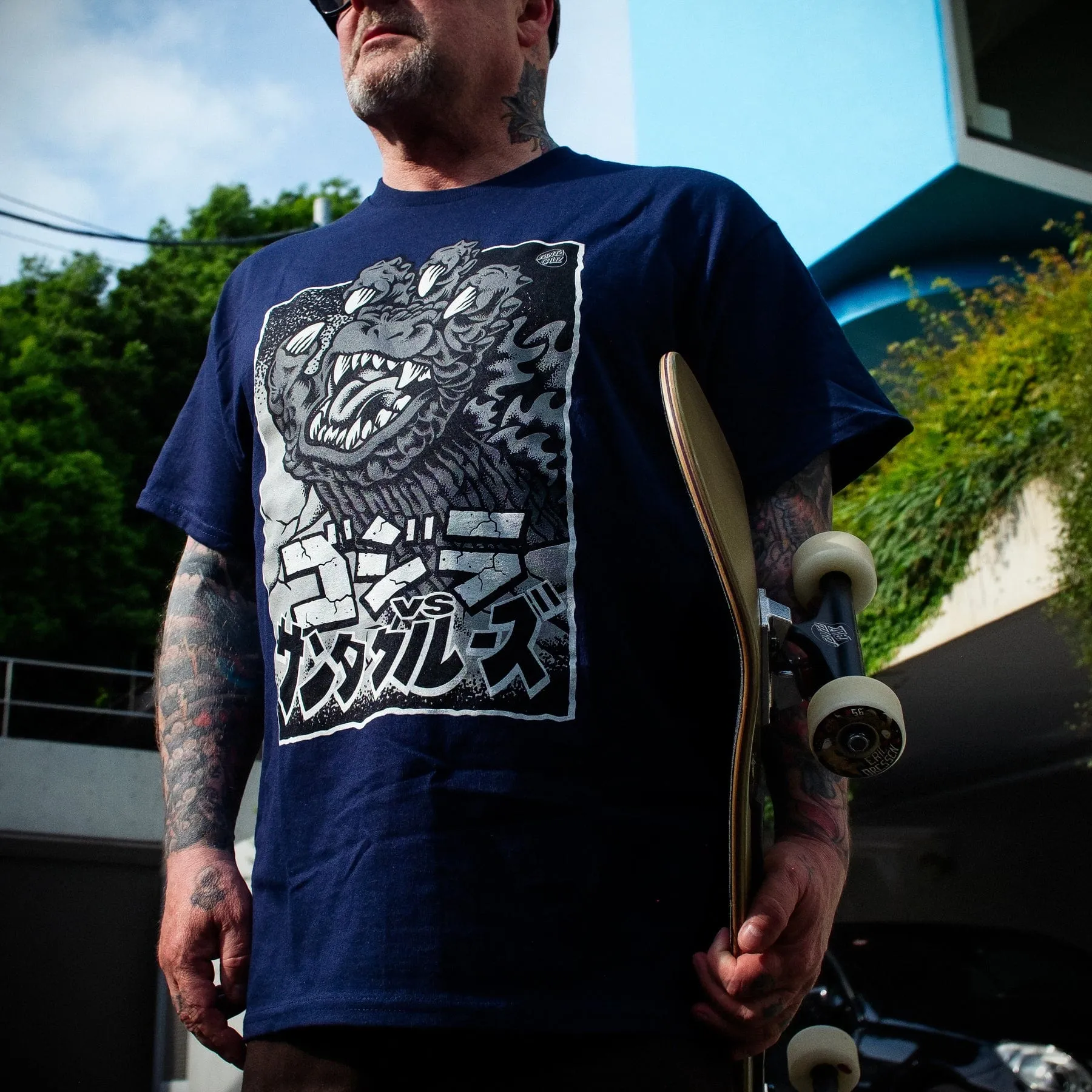 Godzilla Hand Front S/S Heavyweight T-Shirt Navy