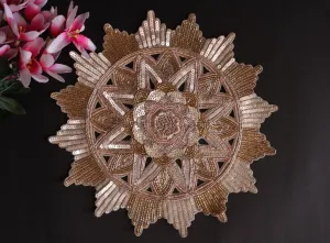 Golden Sequin Embroidered Mandala Patch