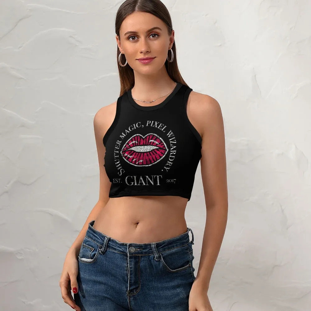 GP Lips Cropped Slim Racer Tank Top