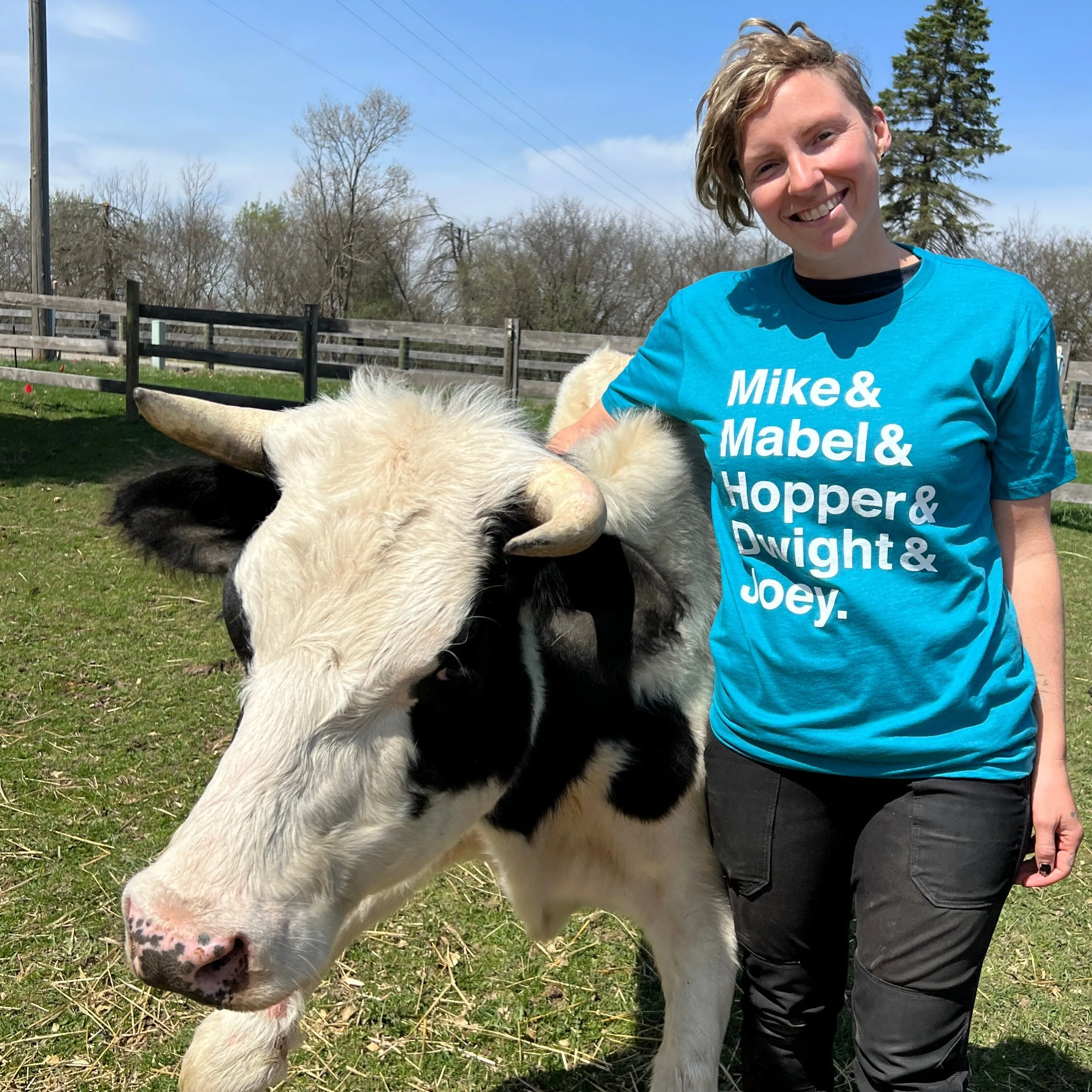 Grass Puppies Cow Resident Name T-Shirt - Teal