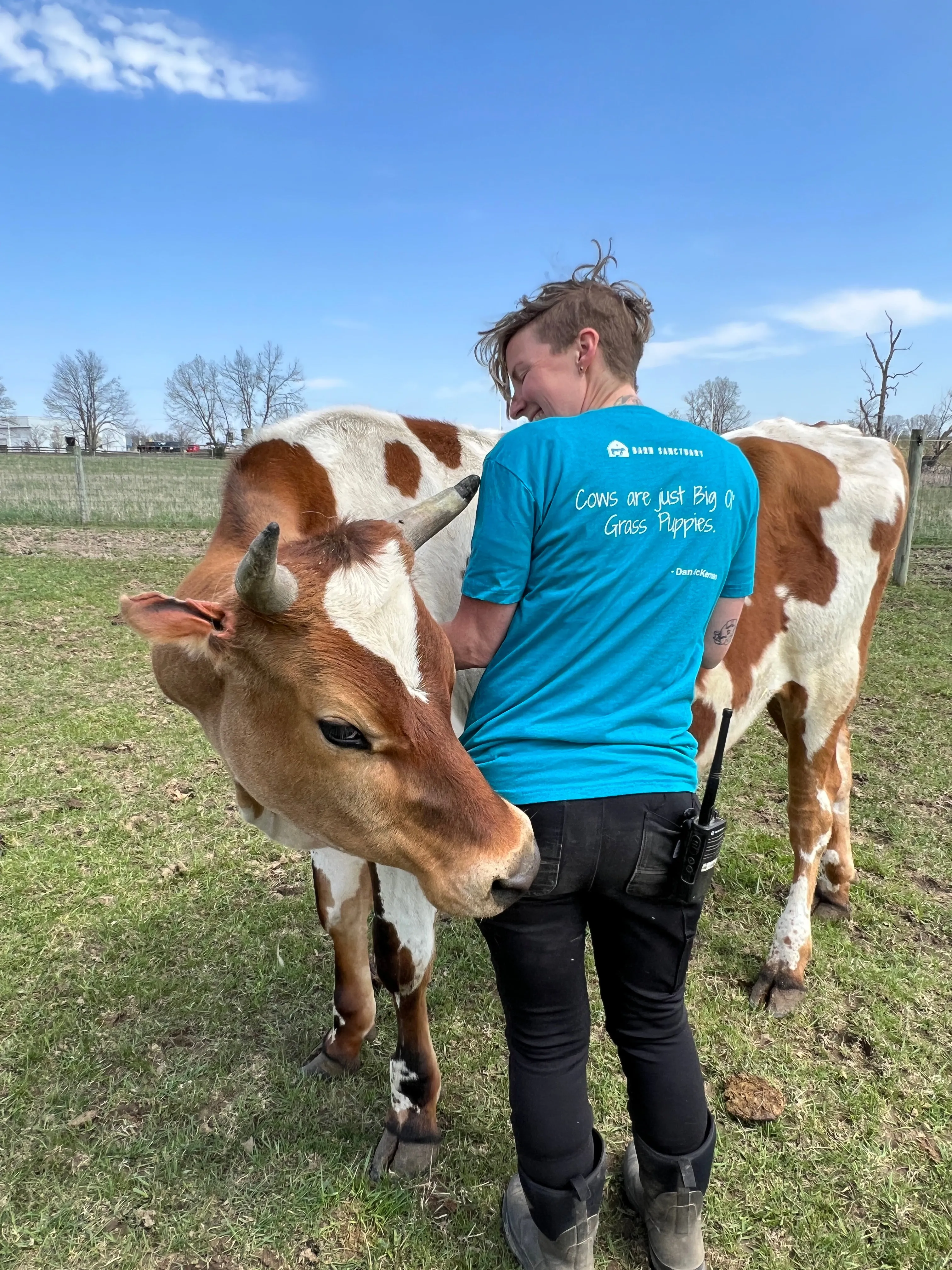 Grass Puppies Cow Resident Name T-Shirt - Teal
