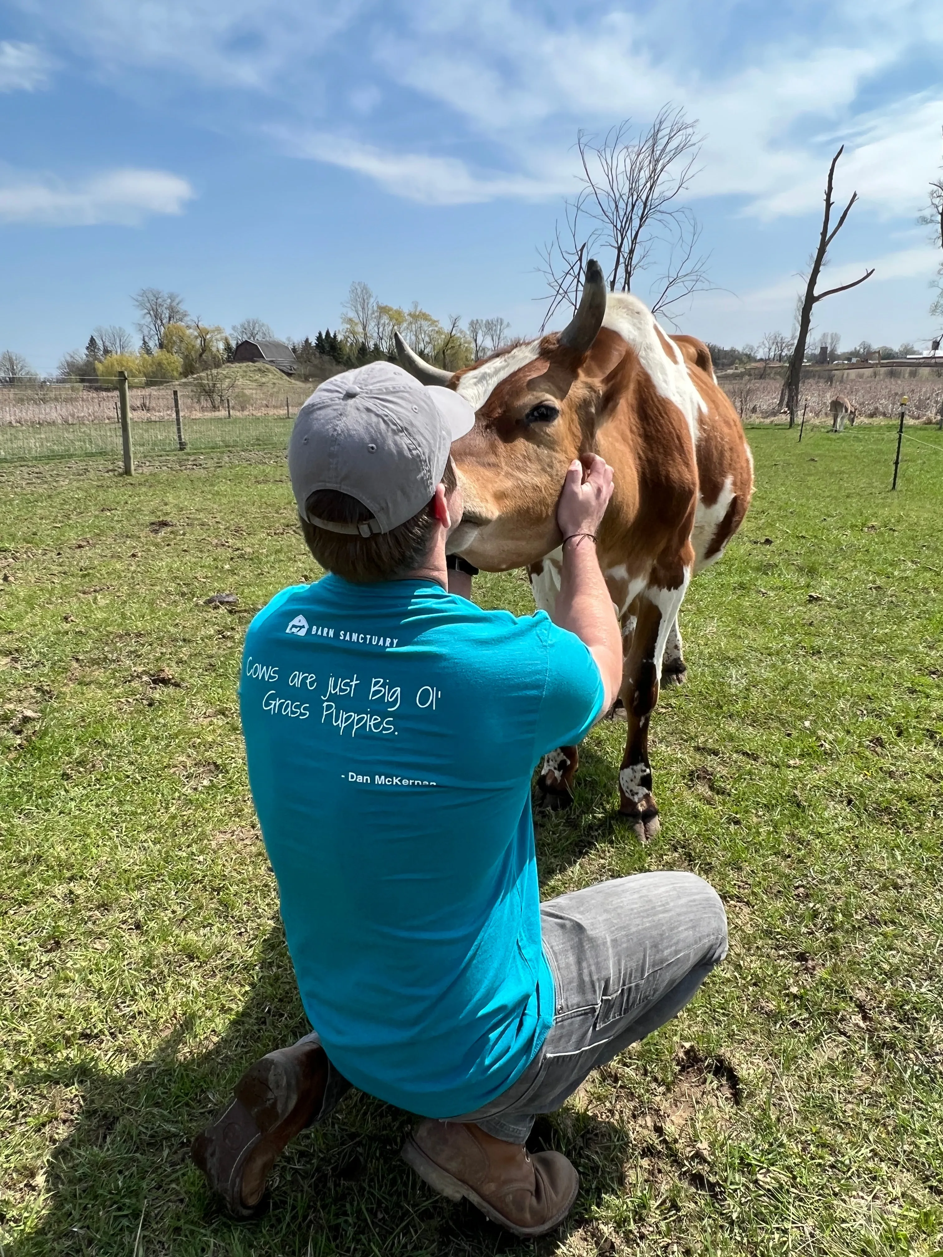 Grass Puppies Cow Resident Name T-Shirt - Teal