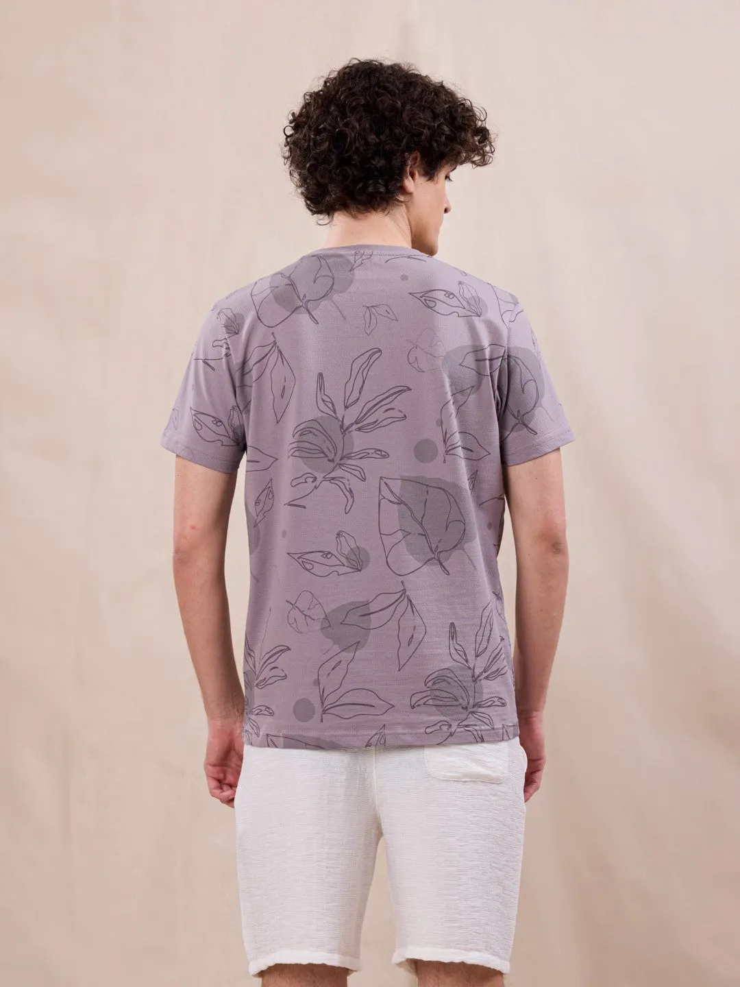 Green Printed Crew Neck T-Shirt