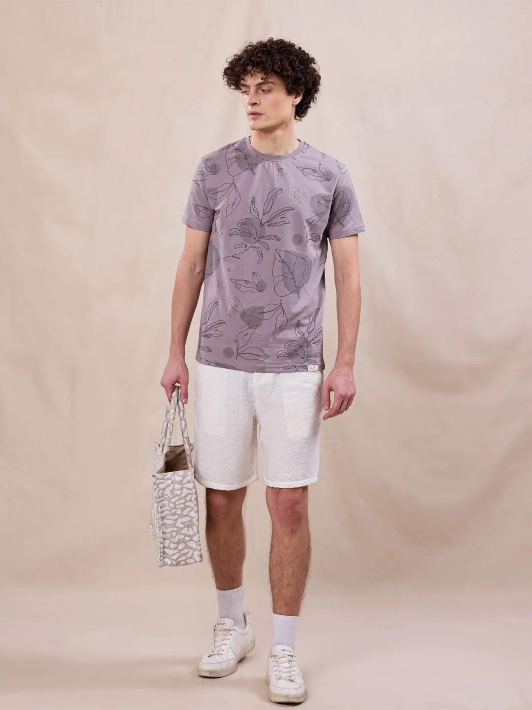 Green Printed Crew Neck T-Shirt