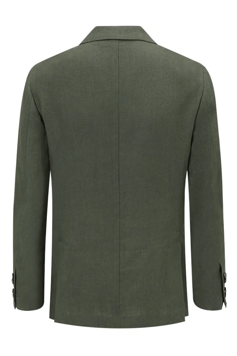 Green Single Breasted Linen Jacket