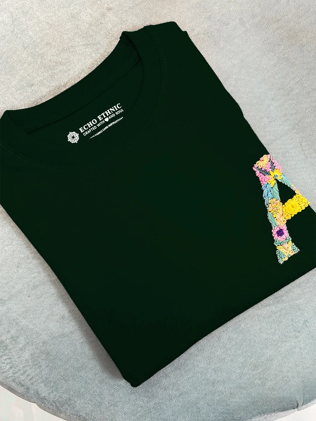 Green - Unisex Hand Embroidered Oversize T-Shirt