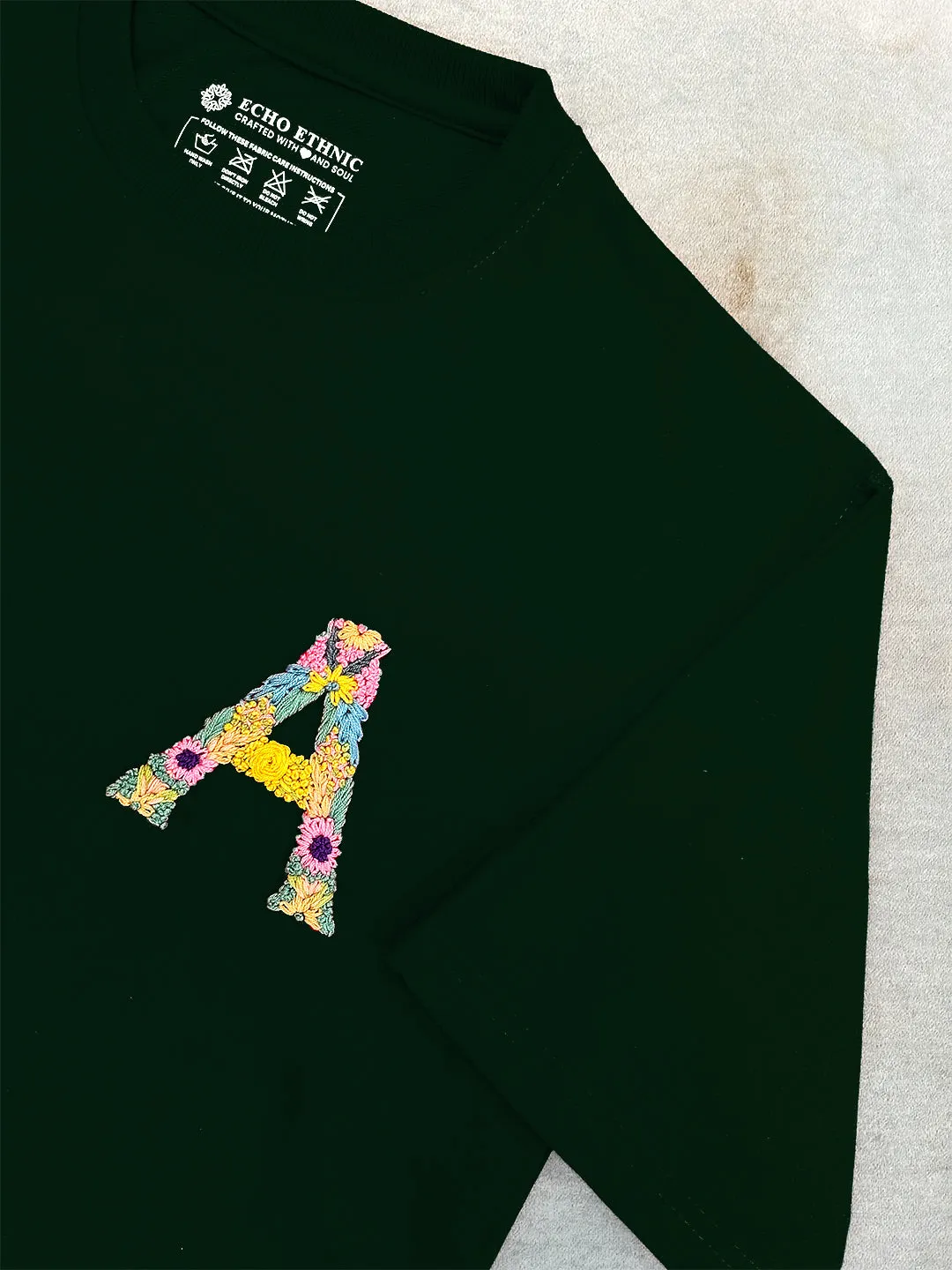 Green - Unisex Hand Embroidered Oversize T-Shirt