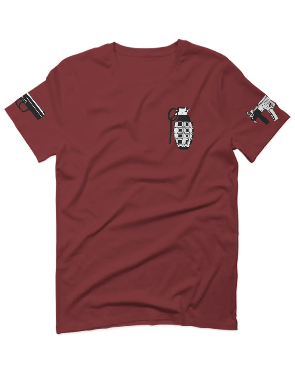 Grenade Guns Second Amendment American Rights Weapons Military For men T Shirt