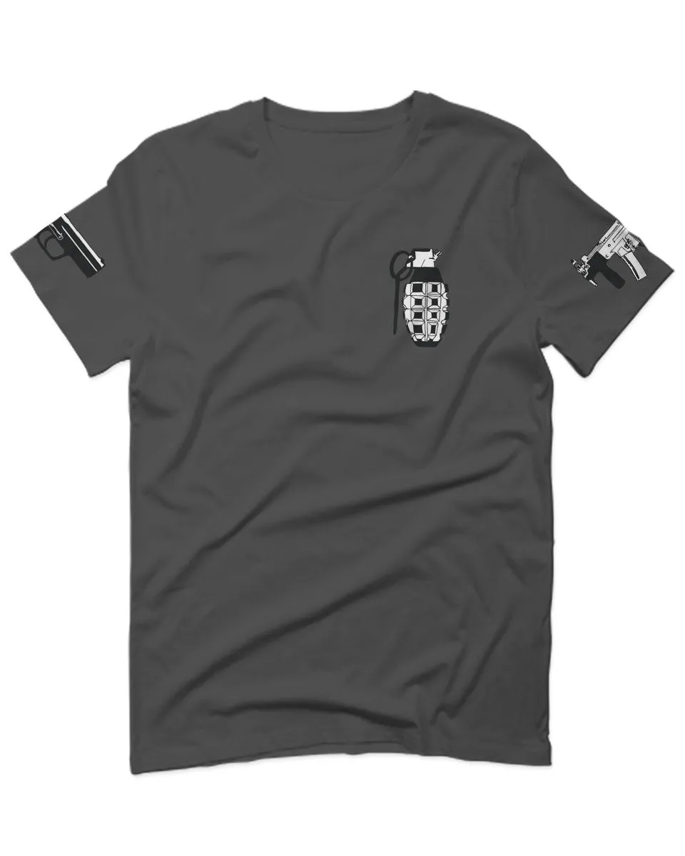 Grenade Guns Second Amendment American Rights Weapons Military For men T Shirt