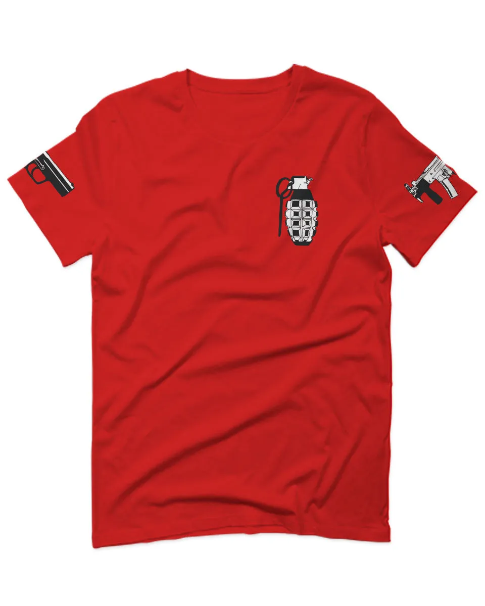 Grenade Guns Second Amendment American Rights Weapons Military For men T Shirt