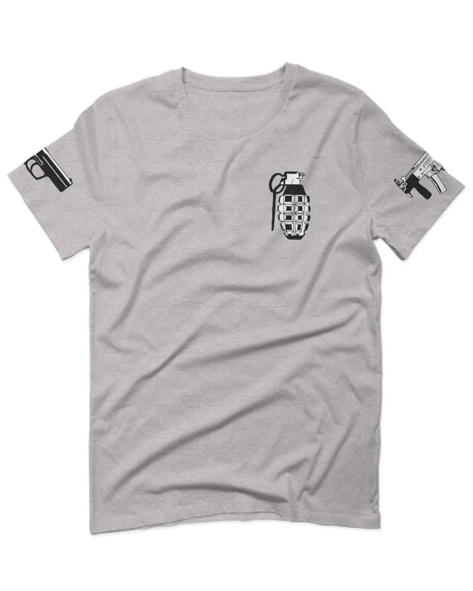 Grenade Guns Second Amendment American Rights Weapons Military For men T Shirt