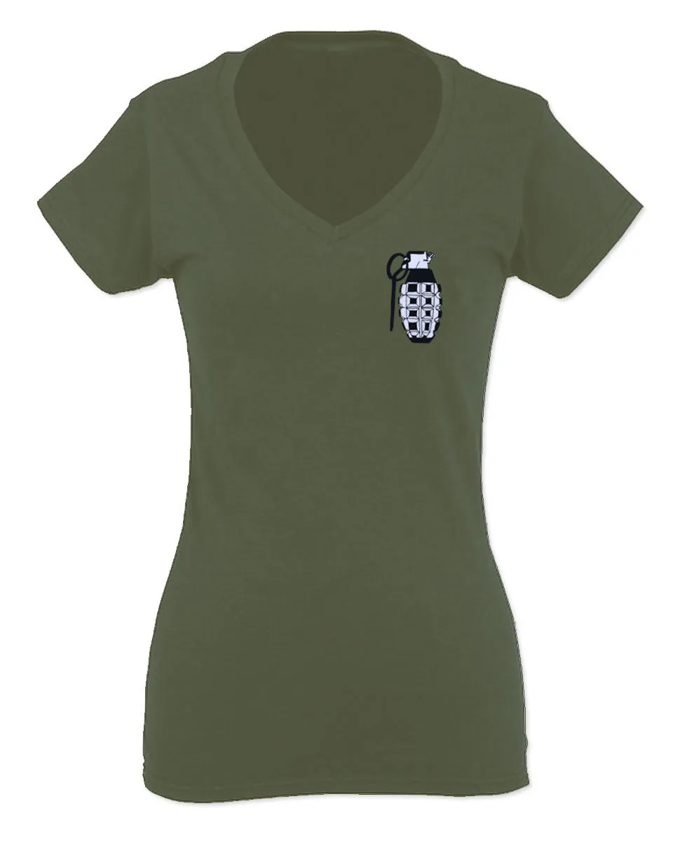 Grenade Guns Second Amendment American Rights Weapons Military For Women V neck fitted T Shirt