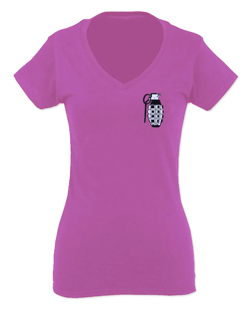 Grenade Guns Second Amendment American Rights Weapons Military For Women V neck fitted T Shirt