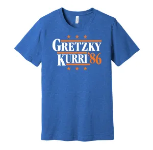 Gretzky & Kurri '86 - Edmonton Legends Political Campaign Parody T-Shirt - Hyper Than Hype Shirts