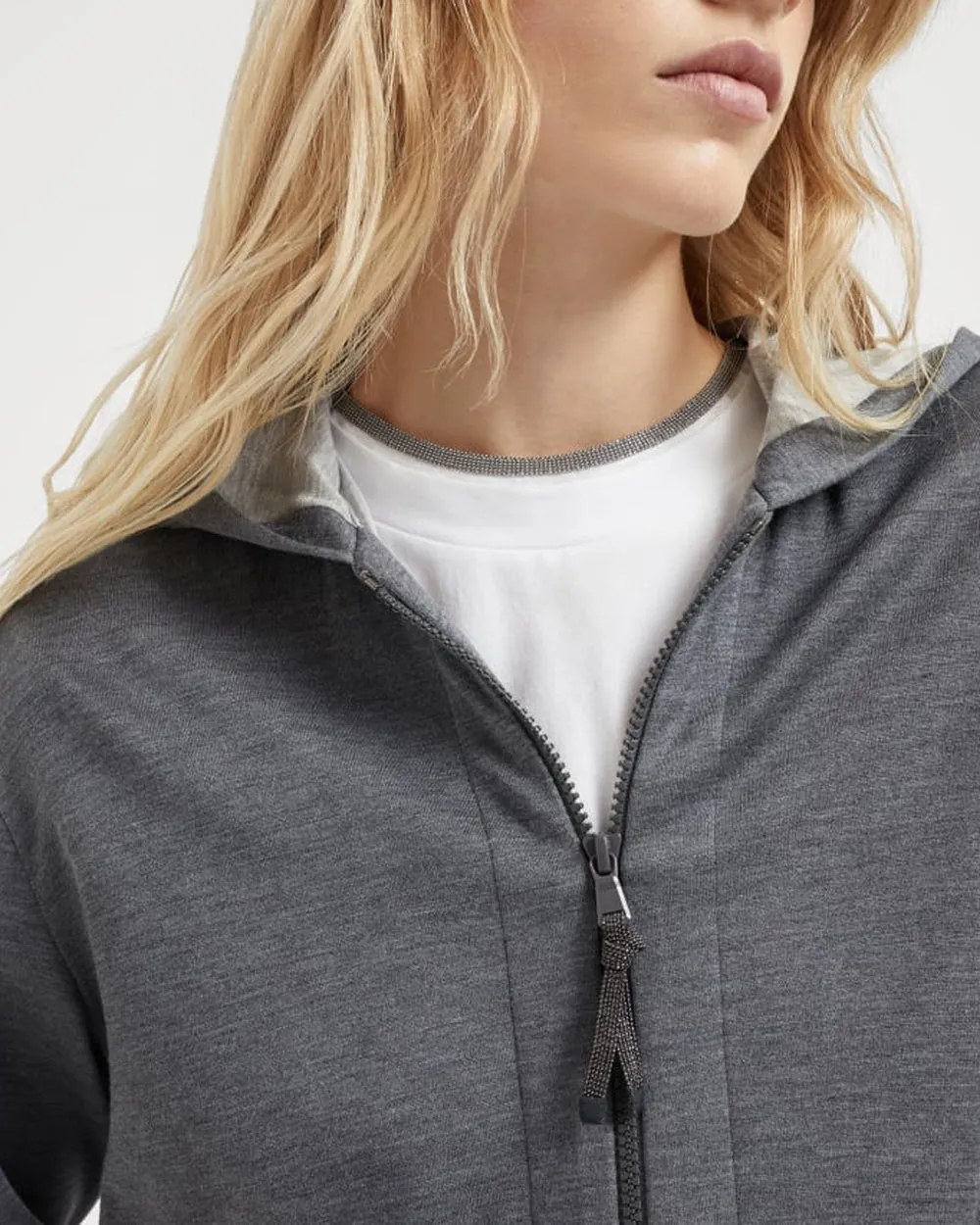 Grey Felpa Zip Hoodie