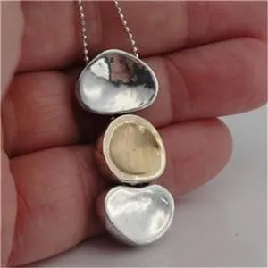 Hadar Designers 9k Yellow Gold 925 Silver Pendant Handmade Brushed (I n613) SALE