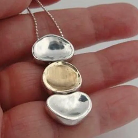 Hadar Designers 9k Yellow Gold 925 Silver Pendant Handmade Brushed (I n613) SALE